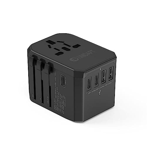 Unidapt Universal Reseadapter, Universal Adapter med 3 USB C, 2 USB A och AC Uttag, Internationell uttagsadapter med USB, för Tyskland USA England Thailand Italien Australien Reseadapter USA